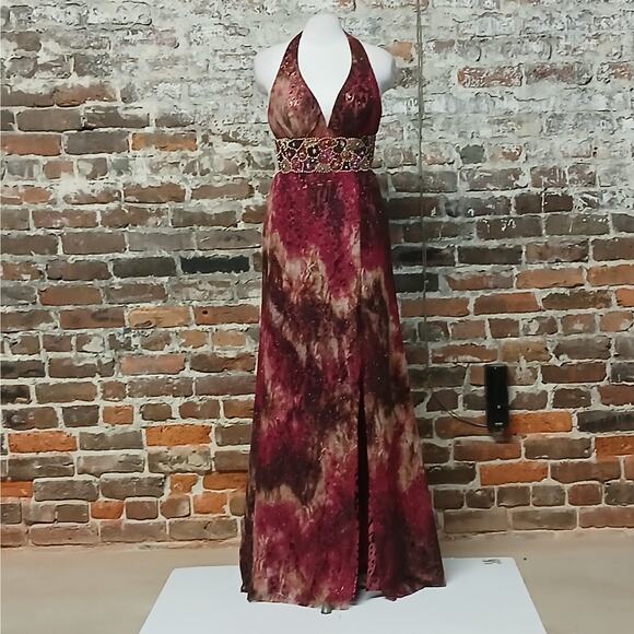 $348 NWT Riva Formal Evening Gown Size 8 Halter Maxi Dress Wedding Party Prom - Picture 2 of 15